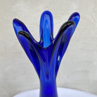 Красива арт ваза от кобалтово стъкло №1067, снимка 2 - Антикварни и старинни предмети - 34667251