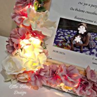 Персонализирана рамка с цветя и осветление - снимка и текст пожелание за Кръщене , снимка 4 - Подаръци за кръщене - 42260188