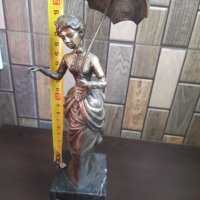 Бронзова Скулптура във Сребърно Покритие-Дамата със Чадъра 19 Век Испания , снимка 13 - Статуетки - 42112272