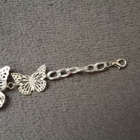 Метален колан бижу верижка с пеперуди в сребрист цвят, снимка 6 - Колани - 41755413