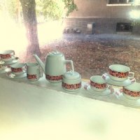 Стар български порцеланов сервиз за чай, снимка 1 - Антикварни и старинни предмети - 34349003