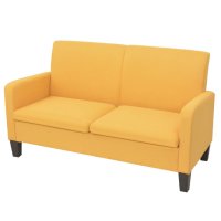 Двуместен диван, 135х65х76 см, жълт, снимка 1 - Дивани и мека мебел - 41739864