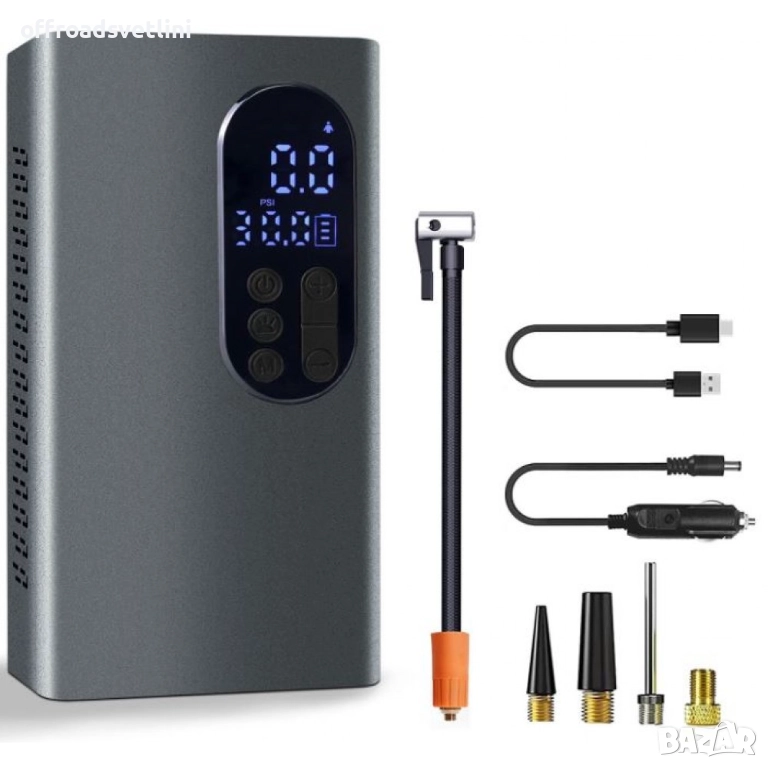 НОВ МОДЕЛ Мощен Безжичен преносим компресор 150 PSI, 6000mAh батерия, снимка 1