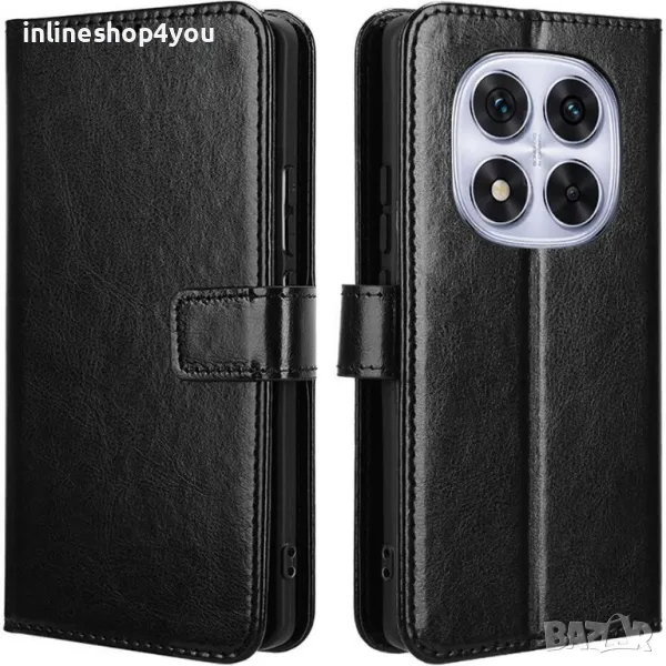 Кожен Калъф Тип Тефтер за Xiaomi Redmi Note 14 Pro /+ / Plus 5G - Черен, снимка 1