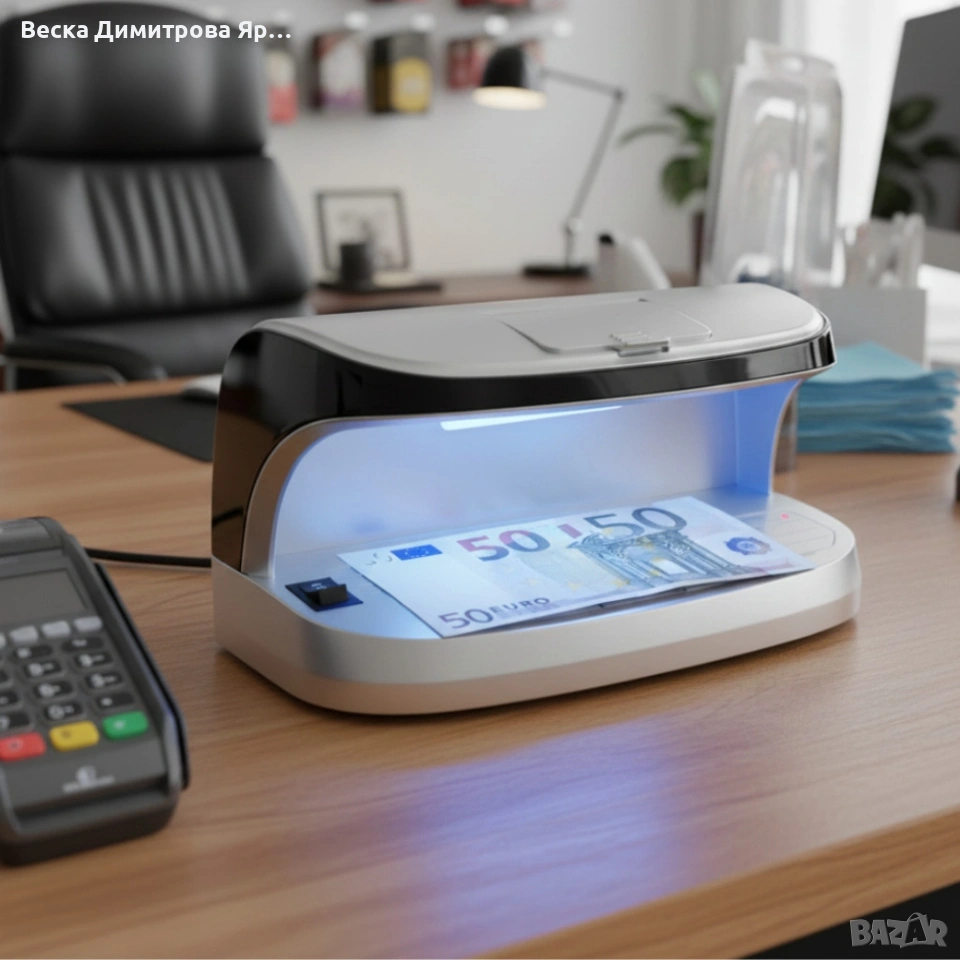 Детектор за фалшиви банкноти – преносим UV детектор с магнитен сензор и вградена батерия, снимка 1