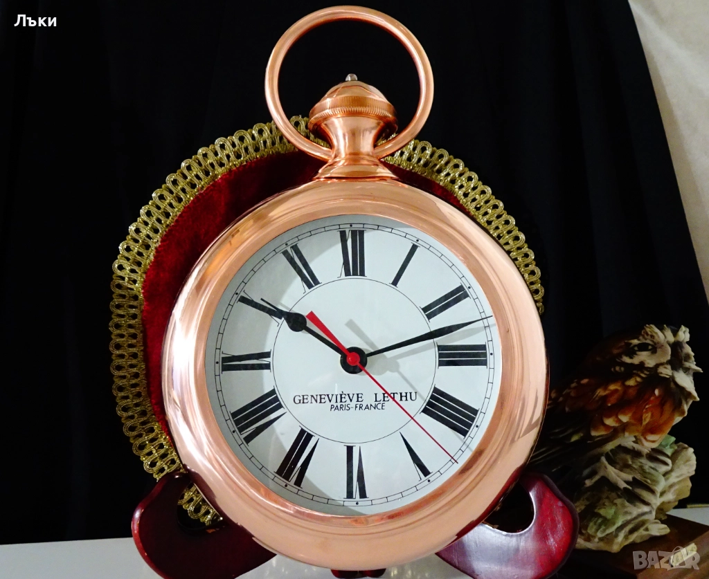 Стенен часовник Genevieve Lethu,чиста червена мед. , снимка 1