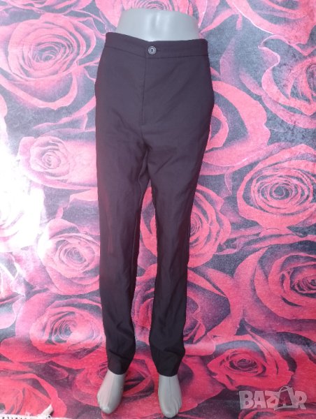 GinaTricot Черен дамски офис панталон с висока талия и леко свлечен чатал Л, снимка 1