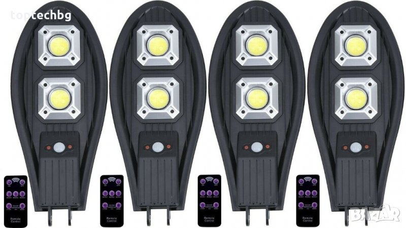 4бр. LED Соларна улична лампа 300W COBRA със сензор, снимка 1