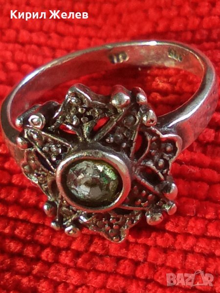 СКЪПОЦЕНЕН СРЕБЪРЕН АР НУВО ПРЪСТЕН АНГЛИЯ СРЕБРО 925 с ЮВЕЛИРНО ФАСЕТИРАН ПРЕКРАСЕН ТУРМАЛИН 28802, снимка 1