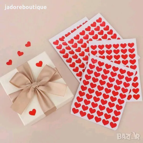 300 бр Малки стикери Червени сърца, снимка 1