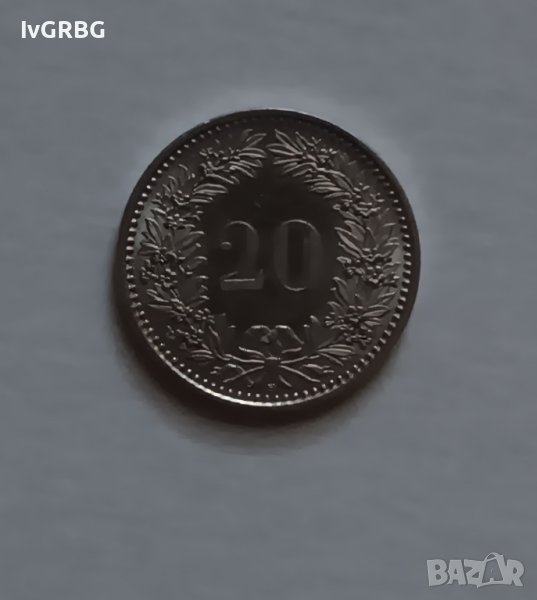 20 рапена Швейцария 2013 С ГЛАНЦ Монета от Швейцария , снимка 1