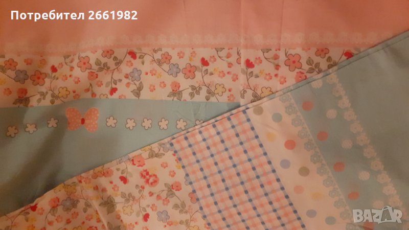 Горен чаршаф с панделки - розово-син, снимка 1