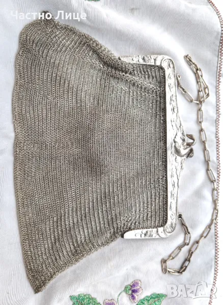 Прекрасна Старинна Италианска Сребърна Дамска Чантичка с Лебеди, Края на 19 век, снимка 1