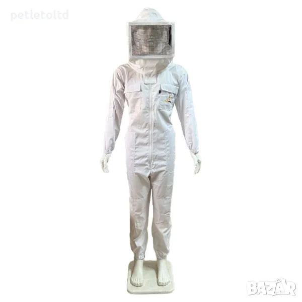 Защитен пчеларски гащеризон СЕРИЯ ЛУКС - БЯЛ със защитно було КВАДРАТНО, снимка 1