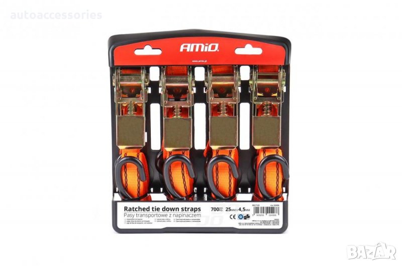 3000052634 Транспортни колани с обтегач 700 кг 25 мм 4,5 м 4 бр.BELT-03 02496, снимка 1