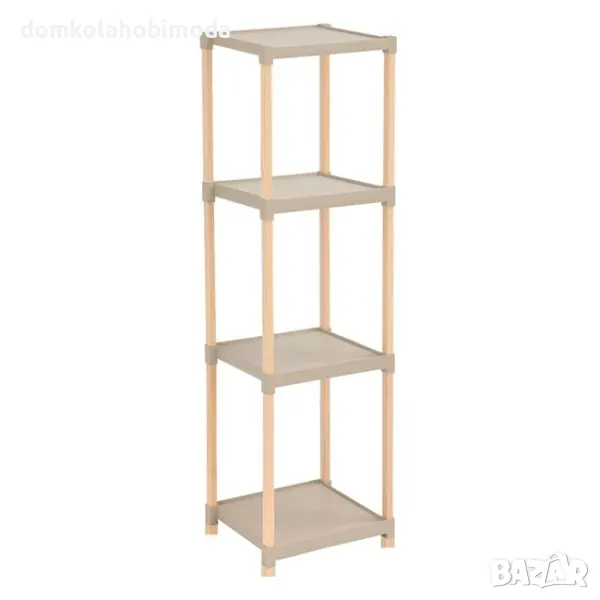 Етажерка масив с 4 пластмасови рафта 25x26x100cm, снимка 1