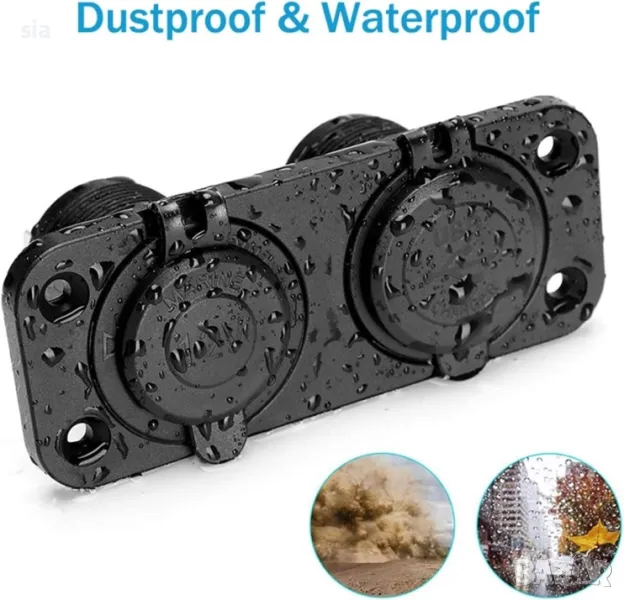 Панел за табло с Волтметър и 2бр. USB порта 4.2А с 12V изход гнездо за запалка, 10.5 x 4.2 x 5 cm, снимка 1