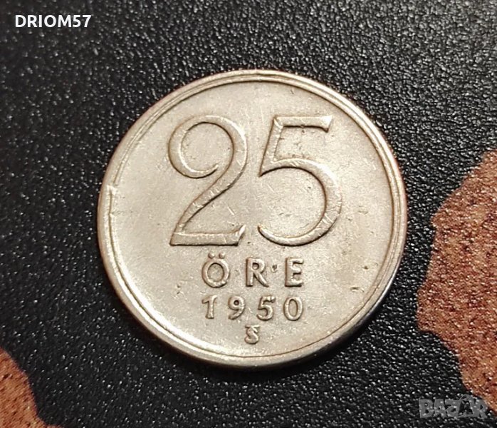 Монетa Швеция 25 йоре, 1950 , снимка 1