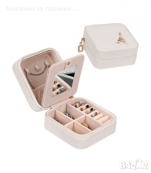 КОЖЕНА КУТИЯ ЗА БИЖУТА LUXOR, АЙФЕЛОВА КУЛА, КВАДРАТНА - код 1752, снимка 1