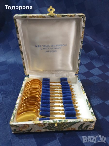 Старинни позлатени лъжички за кафе - 12 броя , снимка 1