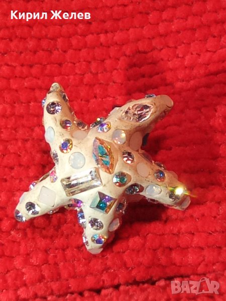 СРЕБЪРНА МАРКОВА ОБЕЦА ЗВЕЗДА СРЕБРО 925 с ИСКРЯЩИ СКЪПОЦЕННИ КРИСТАЛИ и КАМЪНИ и БЯЛ ЕМАЙЛ 27136, снимка 1