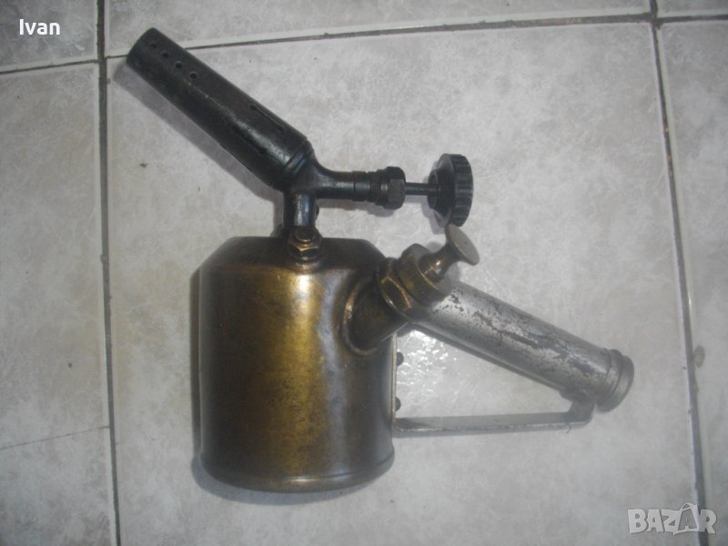 Френско Старо Качество Мини Бензинова Лампа Горелка-Старинна-Отлична-LAHNEL-0,5L-Масивна-Колекционер, снимка 1