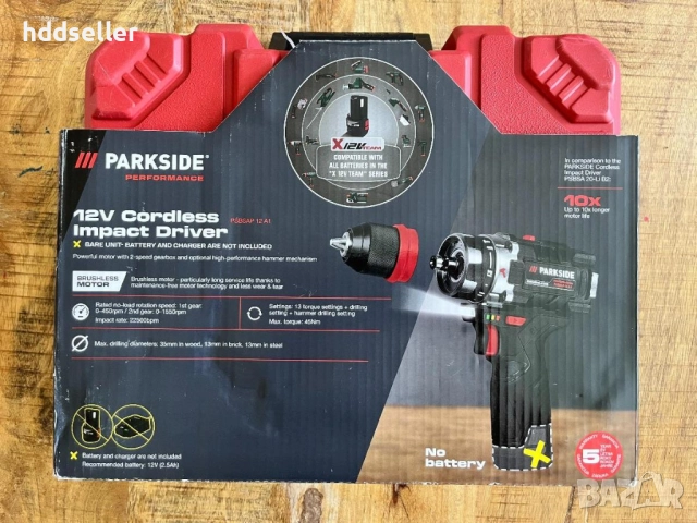 Parkside Performance PSBSAP 12 A1 компактен ударен винтоверт, снимка 3 - Винтоверти - 52856744