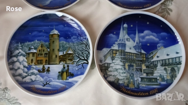 Vintage колекционерски коледни чинии за стена от Tettau, снимка 3 - Декорация за дома - 52300512
