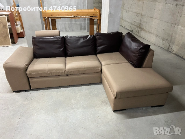 Кожен разтегателен диван