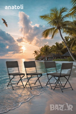 Сгъваеми градински столове, 4 бр, HDPE и стомана, кафяви от Германия чисто нови , снимка 8 - Градински мебели, декорация  - 53528175