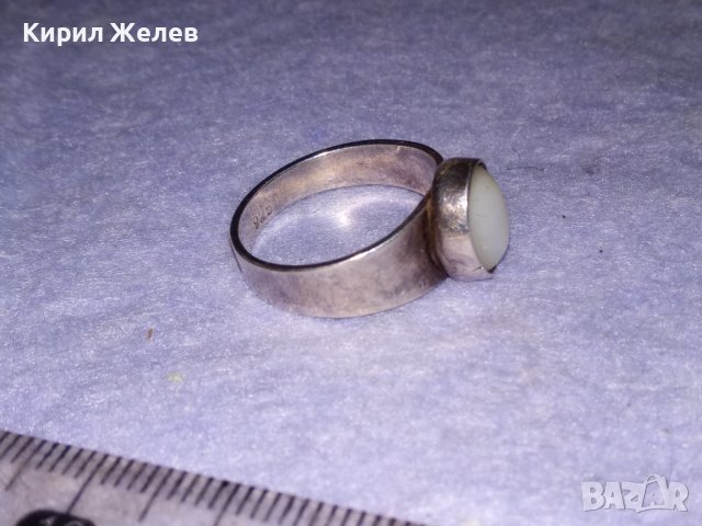 СКЪПОЦЕНЕН РЕТРО АРТ ДЕКО СРЕБЪРЕН ПРЪСТЕН СРЕБРО 925 / 950 с ШЛИФОВАН ЛУНЕН КАМЪК 29699, снимка 14 - Пръстени - 41637958