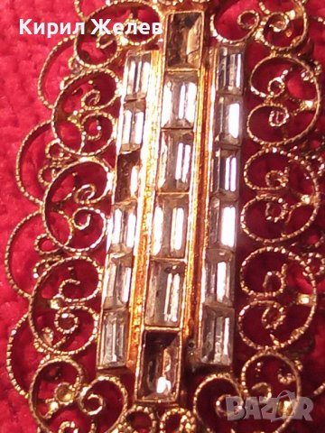 ПОЗЛАТЕН ФИЛИГРАН БОХЕМСКИ КРИСТАЛ АРТ БРОШКА РЕТРО БИЖУ 11984, снимка 4 - Антикварни и старинни предмети - 30436260