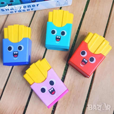 6027 Ученическа двойна острилка с гума Chips, снимка 4 - Ученически пособия, канцеларски материали - 51729965