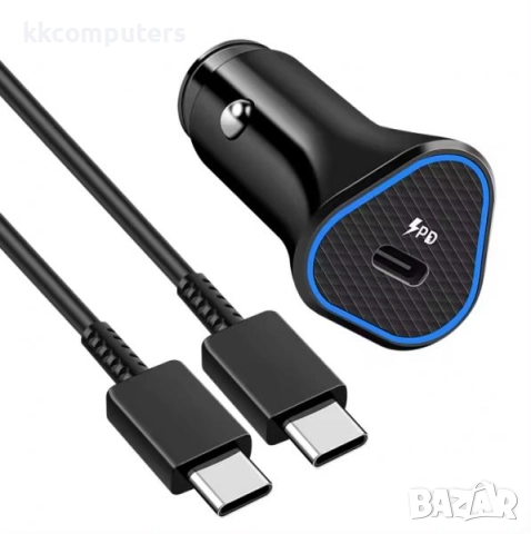 PREMIUM 12V Зарядно за автомобил PD 25W + Type-C - Тype-C кабел / Черен / Баркод : 456359, снимка 2 - Зарядни за кола - 52176982