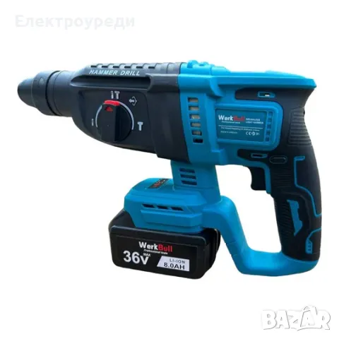 3в1 Безчетков комплект WerkBull Перфоратор, Винтоверт и Ъглошлайф + 3 батерии 36V 8Ah, снимка 3 - Други инструменти - 47628197