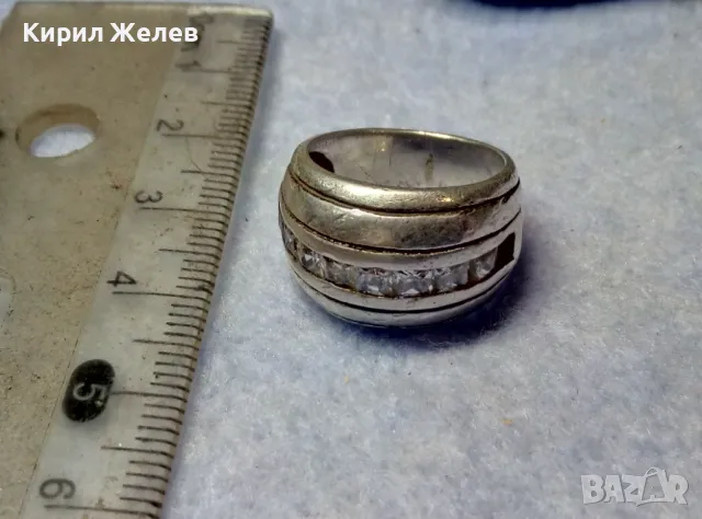 СТАР ДИЗАЙНЕРСКИ СКЪПОЦЕНЕН СРЕБЪРЕН ПРЪСТЕН СРЕБРО 925 с КАМЪНИ МОЙСАНИТ 25830, снимка 10 - Пръстени - 49886190