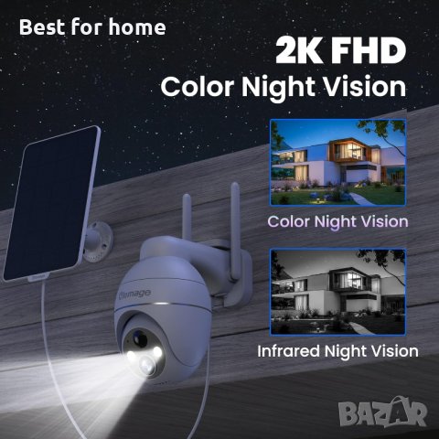 Автономна външна камера със соларен панел и акумулаторна батерия Elemage PTZ, снимка 4 - Комплекти за видеонаблюдение - 42669754