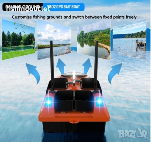 Лодка за захранка V802 4 Резервоара, 3kg, 500m обхват, скорост 15km/h, снимка 4 - Такъми - 53815455