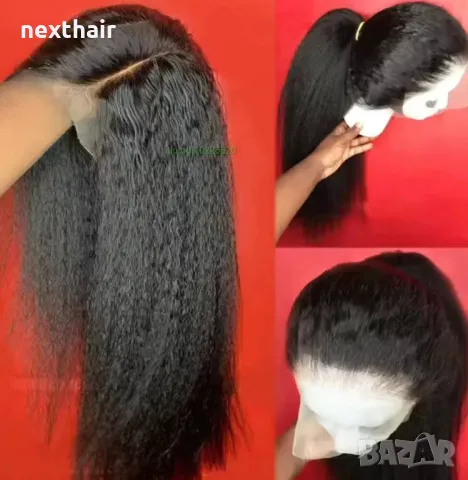 Yaki Kinky дълга черна перука с дантела лейс фронт , снимка 5 - Аксесоари за коса - 49863976