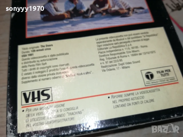 THE DOORS USA 1991-ORIGINAL VHS VIDEO TAPE 2905250424, снимка 11 - Други музикални жанрове - 50465279