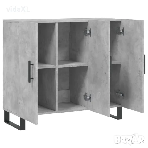 vidaXL Сайдборд, бетонно сив, 90x34x80 см, инженерно дърво, снимка 5 - Бюфети - 56147930