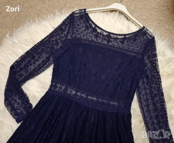 КРАСИВА тъмносиня рокля, снимка 3 - Рокли - 53600761