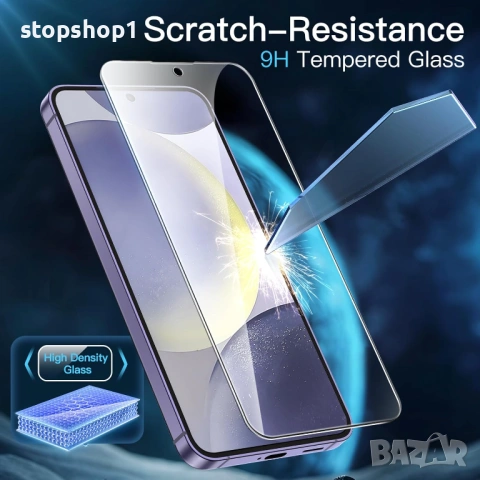 JETech Протектор за екран за Samsung Galaxy S24+ / S24 Plus 5G 6.7-инчов, закалено стъклено фолио, с, снимка 5 - Фолия, протектори - 53827255