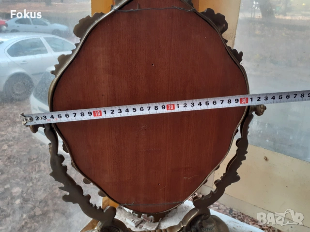 Уникално голямо бронзово бароково огледало 5,5 кг., снимка 11 - Антикварни и старинни предмети - 53445686