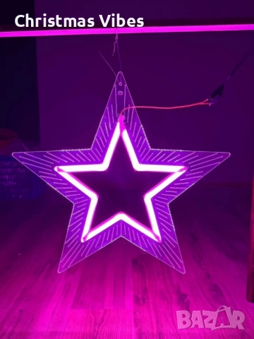Акрилна петолъчна звезда 50 см.,5W, снимка 5 - Други - 52095805