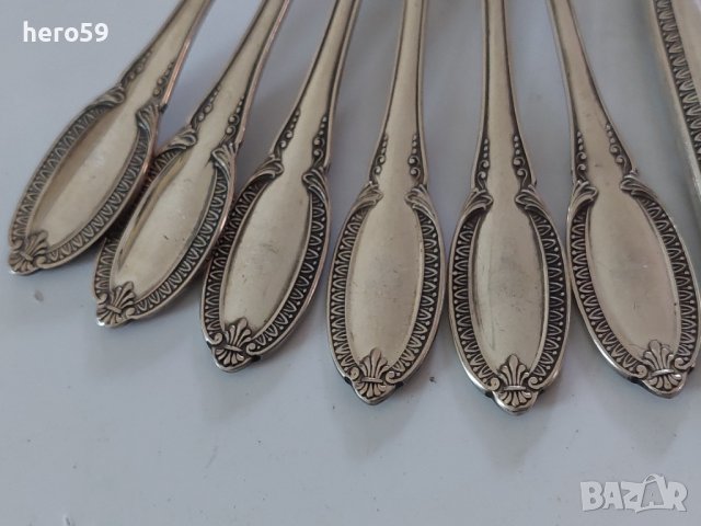 Сребърен(800) проба комплект за хранене за шест човека/лъжици вилици ножове/, снимка 12 - Прибори за хранене, готвене и сервиране - 38656352