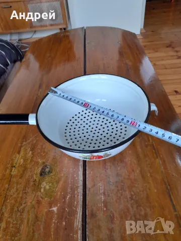 Стар емайлиран гевгир,цедка #5, снимка 3 - Други ценни предмети - 49723315