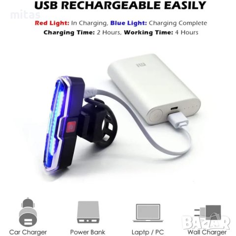 Полицейска стоп LED светлина с висока интензивност, Многоцветна, USB, снимка 7 - Аксесоари за велосипеди - 44434881