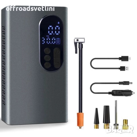 НОВ МОДЕЛ Мощен Безжичен преносим компресор 150 PSI, 6000mAh батерия