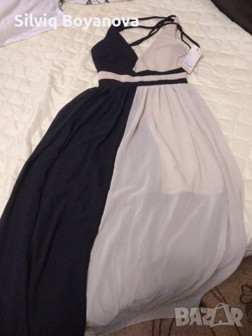 Елегантна рокля в съчетание екрю и черно , снимка 3 - Рокли - 41564061